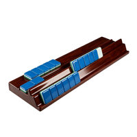 Support de tuiles de mahjong en bois laqué noir, rose, bleu, blanc, haute brillance, personnalisé, de qualité supérieure, avec poussoir de tuiles de mahjong, cadeau de mahjong