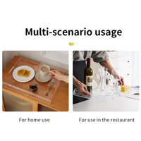 Plateau de Service Rectangulaire en Acrylique Transparent, Idéal pour Hôtels et Usage Domestique, Présentoir pour Aliments, Café, Buffet, Pain, Gâteaux et Snacks