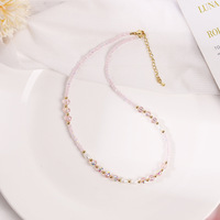 Ensemble collier et bracelet en perles de quartz rose naturel, motif tribal bohème artistique, accessoire chic vintage de qualité supérieure
