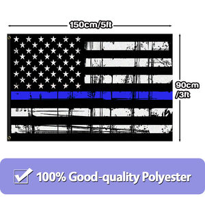 Estados Unidos doble cara 5x3 pies forma de pluma Patio al aire libre cartel decorativo duradero fino línea azul bandera efecto de textura - Product Image 2