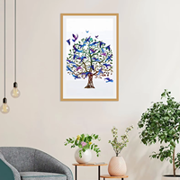 Toile murale moderne Arbre de Vie, peinture abstraite d'oiseaux colorés, impression HD pour décoration de salon et de maison