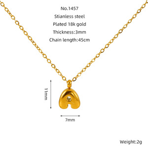 สร้อยคอชุบทอง18K สำหรับผู้หญิงเครื่องประดับกันน้ำทำจากสเตนเลสมีฟอง3D ตัวหนังสือ - Product Image 6