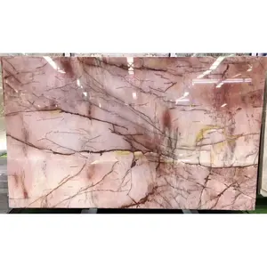 Lempengan Quartzite Merah Muda Alami Eksotis Brasil untuk Pelapis