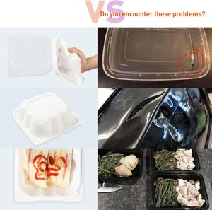 Contenants en plastique jetables de 6x6 pouces, résistants aux fuites, compatibles micro-ondes, pour l'emballage alimentaire - Product Image 4