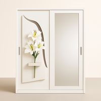 Armoire coulissante en acier métallique avec miroir, placard de chambre à coucher, almirah, grand rangement pour l'organisation des vêtements