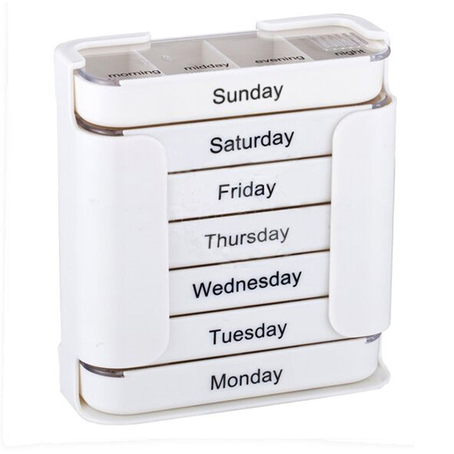Custom 7-Day Pill Organizer with AM/PM Labels 28-Compartment Stackable Box Stainless Steel BPA-Free CNC Machining