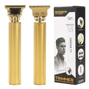 Maquina de Cortar Pelo Profession elle Metall Gold Vintage T9 Haar Friseur Trimmer für Männer Clipper Shaver