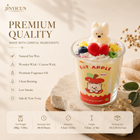 Bougie parfumée artisanale en cire de soja avec décoration ours, en pot dessert, marque privée OEM, pour boutiques et marques de détail