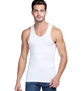 Grosir rompi katun pria kualitas tinggi kaus singlet binaraga fitness tank top gym singlet pria