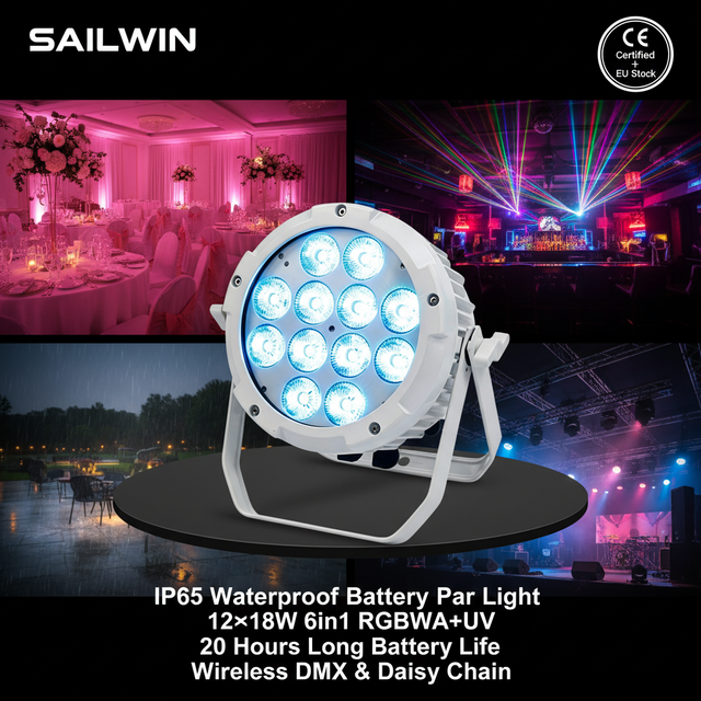 CE EU STOCK 12x18W IP65 Battery LED Par Light RGBWAUV Wireless DMX Stage Light for Outdoor Events