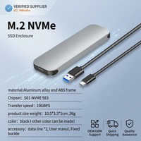 Boîtier pour SSD M.2 NVMe 	 Clé m.2 Nvme Slim Compacte Argentée 10 Gbps B+M pour Ordinateur PC pour Emballage Personnalisé pour Transfert de Fichiers
