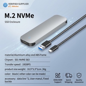 กล่องใส่ M.2 NVMe SSD 	 m.2 Nvme Slim Compact สีเงิน 10Gbps B+M Key สำหรับคอมพิวเตอร์พีซี สำหรับบรรจุภัณฑ์แบบกำหนดเองเพื่อการถ่ายโอนไฟล์ - Product Image 3