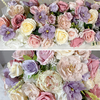Promesse mariage fait à la main Floral soie artificielle rouge blanc Rose pièce maîtresse boule de fleur pour Noël Graduation Table de mariage