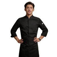 Veste de Chef Homme Haut de Gamme Charmante à Manches Longues, Tenue de Cuisine en Polyester/Coton Lavable, Confortable et Thermique pour Uniformes de Restaurant et de Bar