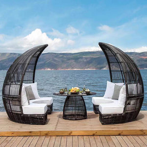 Nido de pájaro de piscina de lujo tumbona Hotel Patio Terraza cama de ratán sofá combinación conjunto de muebles de jardín al aire libre - Product Image 2