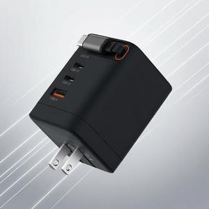 Cargador de pared GaN de 100w con cable retráctil, carga rápida para portátiles, cargador USB multipuerto, adaptador de viaje universal con USB y tipo C - Product Image 1