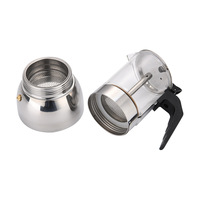 200/300/450 ML Pembuat Kopi Espresso Kaca Logo Kustom Stainless Steel Moka Pot