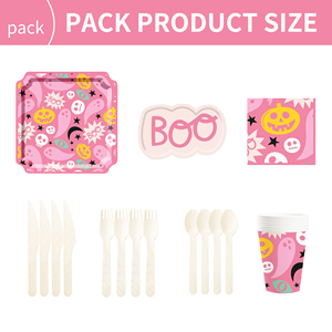 DAMAI Customized Halloween Theme Little Ghost Paper Tableware Set Disposable Paper Plates Cups Napkins Set - Product Image 6