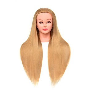 Cabeza de Maniquí Profesional para Entrenamiento de <span class=keywords><strong>Peluquería</strong></span>, Cabello Sintético Liso y Ondulado, para Prácticas de Corte y Trenzado - Product Image 6