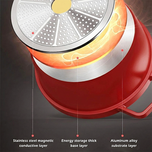 Cocotte néerlandaise légère en aluminium émaillé avec couvercle, 20/24 cm, antiadhésive, en aluminium moulé sous pression - Product Image 3