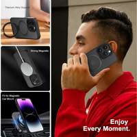 Casing Ponsel Anti Benturan Matte dengan Penyangga 180 Derajat, Mendukung Pengisian Daya Nirkabel Magnetik untuk iPhone 14 15 16 17 18 Pro Max