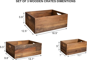 Caja de Madera Rectangular Estilo Rústico, Hecha a Mano, Apilable, Capacidad de 1-3L para Almacenamiento y Exhibición, Asas Resistentes, Uso Versátil - Product Image 6