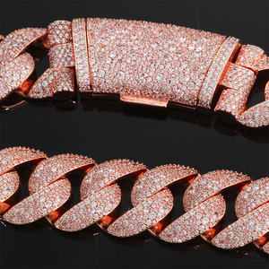 สร้อยคอแบบ Cuban Link  โมอิสซาไนต์สั่งทำจากโรงงานโดยตรง เงินแท้ 925 สไตล์ฮิปฮอป ประดับเพชร VVS1 ผ่านการทดสอบเพชร - Product Image 5