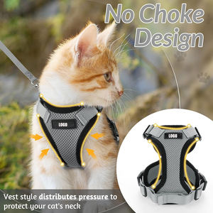 Verstellbares Luxus-Katzen geschirr leinen set Weich atmungsaktiv Reflektierend Easy Control Walking Haustier weste Keine Flucht funktion für Katzen - Product Image 2