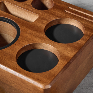 Station de tamping à <span class=keywords><strong>café</strong></span> multifonction en bois BANLEE, support universel carré en bois massif pour tamper de 51/53/58 mm - Product Image 2