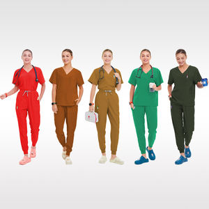 개인 로고 V 넥 병원 유니폼 조거 228 색 간호 스크럽 세트 남녀공용 속건 통기성 의료 의상 - Product Image 2