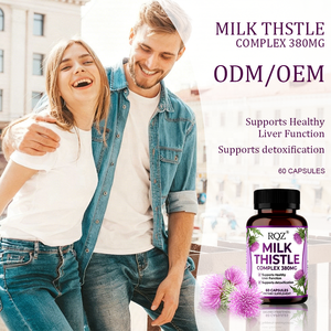 مكمل غذائي من شوك الحليب 380 ملغ لدعم وظائف الكبد وإزالة السموم للبالغين، 60 كبسولة/زجاجة، توريد بالجملة من المصنع - Product Image 2