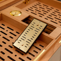 Humidor à cigares GUEVARA de luxe, grande capacité, en bois de cèdre espagnol fait main, boîte de rangement pour cigares de bureau avec hygromètre et humidificateur