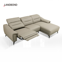 Canapé d'angle en cuir 3 places convertible de luxe pour salon, avec cadre en bois, charge USB, moderne, en forme de L, inclinable électriquement
