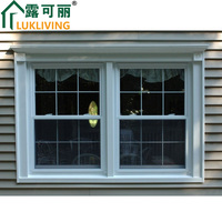 Ventanas colgantes de aluminio de alta calidad Lukliving Diseño deslizante vertical moderno con rejillas decorativas