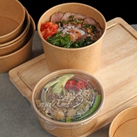 Bol à salade jetable en papier kraft de qualité alimentaire avec couvercle en PP, prix d'usine en gros, pour plats à emporter
