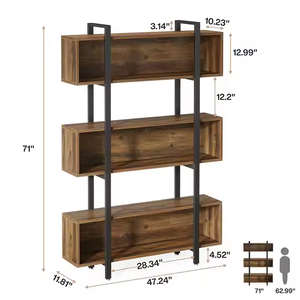 Factory Custom Tall <b>Wooden</b> 3-Tier Plant Stand Bookshelf <b>Ladder</b> Shelf for Living Room Furniture Powder Coated Display Storage - Product Image 5