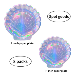Vaisselle de table de forme spéciale de fête de sirène, gobelet en papier jetable, <span class=keywords><strong>assiette</strong></span> en papier 7 pouces 9 pouces ensemble d'assiettes en papier laser - Product Image 3