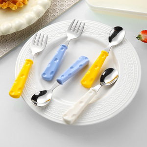 Tenedores y cucharas para niños de acero inoxidable 304, sin BPA, con mangos coloridos para niños de 2 a 4 años, utensilios para alimentación autónoma - Product Image 2
