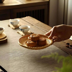Ensemble de plateaux à fruits en bambou tressé, petits, moyens et grands, ronds, pour servir des collations, des fruits secs, du pain, des petits pains, des graines de melon, origine Anji - Product Image 3