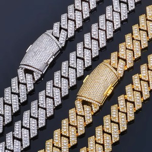 Cadena Cubana Pesada de Moissanita VVS1 que Pasa la Prueba del Diamante, Certificada, Oro Vermeil de 18K, Plata 925, Joyería Hip Hop de Miami - Product Image 4