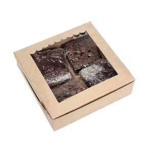 Caja Cuadrada <span class=keywords><strong>Pequeña</strong></span> Personalizada de Papel Kraft para Brownies con Ventana 7x7x1.5, Empaque para Panadería, Grado Alimenticio - Product Image 2