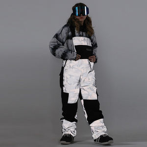 Vêtements de plein air hommes femmes neige bavoirs <span class=keywords><strong>ensemble</strong></span> Snowpant imperméable vent <span class=keywords><strong>Ski</strong></span> salopette réfléchissant Patchwork Snowboard salopette - Product Image 1