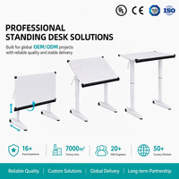 Bureau de dessin ergonomique moderne à hauteur réglable avec vérin à gaz, table de bureau pliable en métal