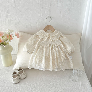 Nuovo Abbigliamento Primaverile per Neonati 2026, Tutina in Stile Occidentale con Pizzo, Vestito da Principessa per Feste di Un Mese e Cento Giorni, Tuta in Cotone - Product Image 2