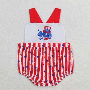 4th of July Print Casual Eco-Friendly Baby Girl Dress and <b>Bubble</b> Romper Set - Product Image 6