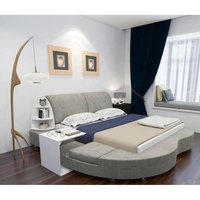 Lit rond de luxe en bois massif, moderne, avec plateforme souple, grand format pour adultes