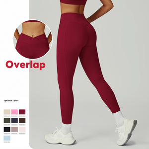 Legging de sport pour femme, collant uni respirant <span class=keywords><strong>en</strong></span> polyamide, taille haute, forme <span class=keywords><strong>en</strong></span> V superposée, legging de yoga et de fitness, Ropa Deportiva Mujer - Product Image 2