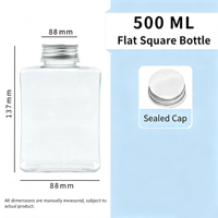 Bouteilles de jus en plastique transparent personnalisées avec étiquette privée, 350 ml, avec bouchon à vis, pour lait, café, boissons, couvercle en métal, 400 ml, 500 ml