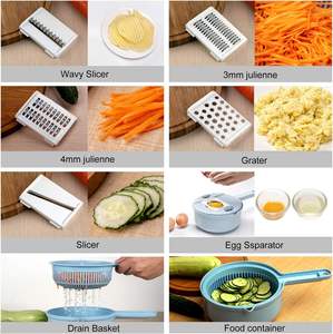 Multifunction Vegetable Cutter with Drain Basket Vegetable Onion Chopper Veggie Shredder Grater Portable Slicer Kitchen - Product Image 5