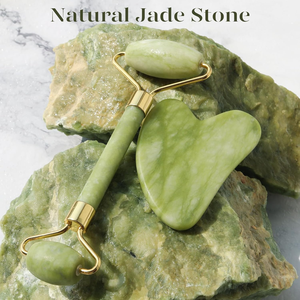 Conjunto Gua Sha para Pele Bonita, Detox, Rolo de Pedra de Quartzo Verde e Branco, Rolo de Jade para Massagem Facial - Product Image 1